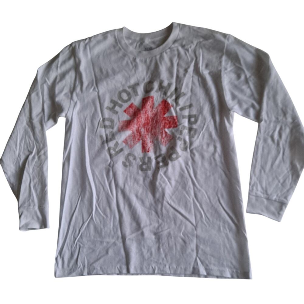 Red Hot Chili Peppers Graphic T-Shirt Long Sleeve Funk Rock White Mens Sz M NWOT